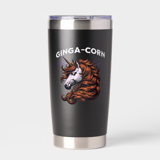 Ginga-Corn Funny Ginger Unicorn Design 保温保冷タンブラー (正面)