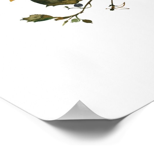 Ginger and Navy Floral Bridal Shower ポスター (角)