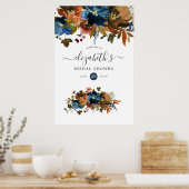 Ginger and Navy Floral Bridal Shower ポスター (キッチン)