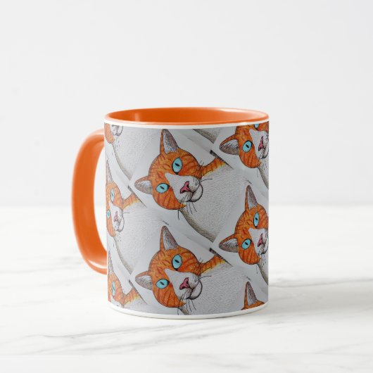 Ginger and White cat mug マグカップ (正面左)