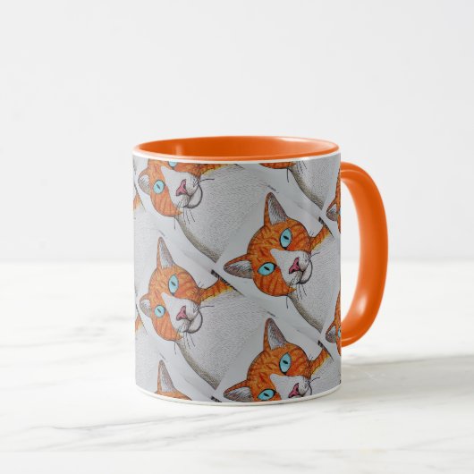 Ginger and White cat mug マグカップ (正面右)