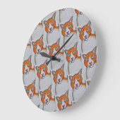 Ginger and white Cat Wall Clock ラージ壁時計 (傾斜)