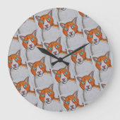 Ginger and white Cat Wall Clock ラージ壁時計 (正面)