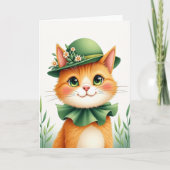 Ginger Cat Bowler Hat Portrait Card カード (正面)