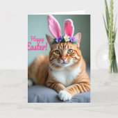 Ginger Cat Floral Crown Card カード (正面)