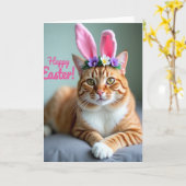 Ginger Cat Floral Crown Card カード (黄色い花)