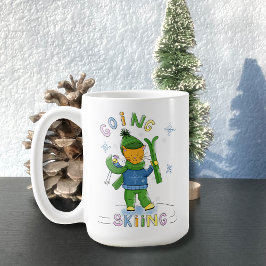 Ginger Cat Going Skiing Winter Mug コーヒーマグカップ