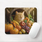 Ginger Cat In a Harvest Cornucopia マウスパッド (マウス)