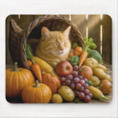 Ginger Cat In a Harvest Cornucopia マウスパッド (正面)