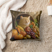 Ginger Cat In a Thanksgiving Cornucopia クッション (ブランケット)