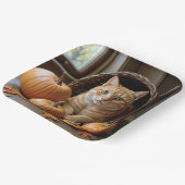 Ginger Cat In a Thanksgiving Cornucopia  ペーパープレート (傾斜あり)
