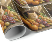 Ginger Cat In a Thanksgiving Cornucopia ラッピングペーパー (ロールコーナー)