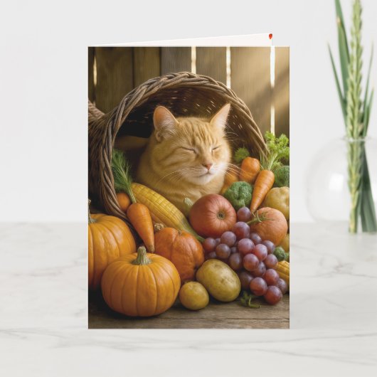 Ginger Cat in Thanksgiving Cornucopia シーズンカード (正面)