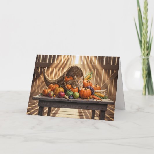 Ginger Cat in Thanksgiving Cornucopia シーズンカード (正面)