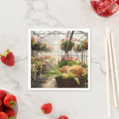 Ginger Cat Napping in Hanging Fern Basket スタンダードカクテルナプキン (インサイチュ)