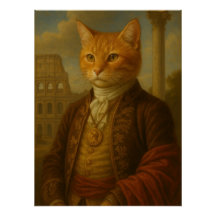 Ginger Cat Noble Portrait with Roman Ruins