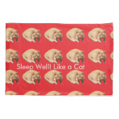 Ginger Cat Photo Humor Text Blue Red  枕カバー (裏面-左)