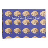 Ginger Cat Photo Humor Text Blue Red  枕カバー (正面右)