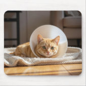 Ginger Cat Wearing a Cone of Shame マウスパッド (正面)