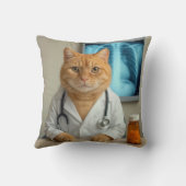 Ginger Cat Wearing a Doctor Lab Coat クッション (裏面)