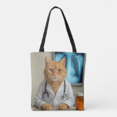 Ginger Cat Wearing a Doctor Lab Coat トートバッグ (裏面)