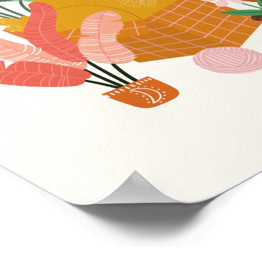 Ginger Cat with Plants ポスター (角)