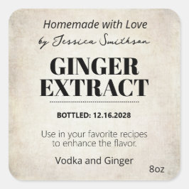 Ginger Extract Modern Label Sticker ZEX_001h スクエアシール