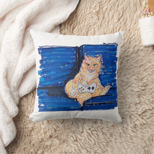 Ginger Gamer Cat クッション (ブランケット)