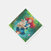 Ginger-hand Anime Girl with her Bunny スタンダードカクテルナプキン (角)