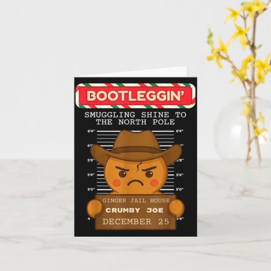 Ginger Jailhouse Christmas Humor Gingerbread Coupl カード (黄色い花)