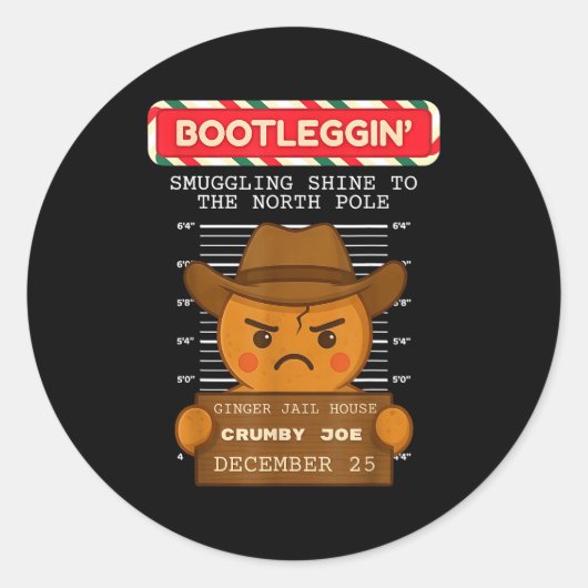 Ginger Jailhouse Christmas Humor Gingerbread Coupl ラウンドシール (正面)