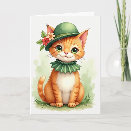 Ginger Kitten Bowler Hat Card カード (正面)