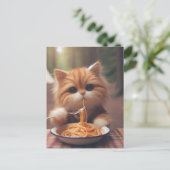 Ginger Kitty Eats Spaghetti ポストカード (スタンド正面)