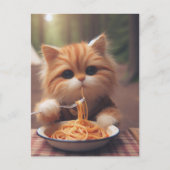 Ginger Kitty Eats Spaghetti ポストカード (正面)