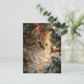 Ginger Maine Coon Christmas ポストカード (スタンド正面)