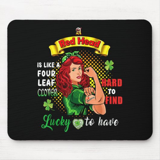 Ginger St Patrick Day Irish Women Lucky Redhead Sh マウスパッド (正面)