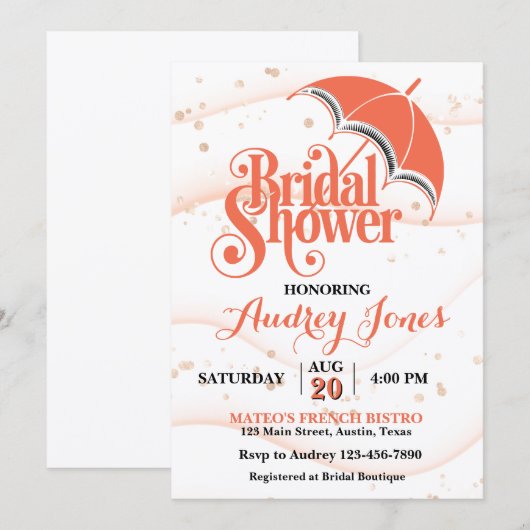 Ginger Umbrella Bridal Shower Invitation 招待状 (正面/裏面)