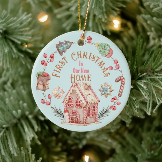 Gingerbreadの願い：新しいホーム&名前Cookieリース セラミックオーナメント (ツリー)