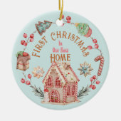 Gingerbreadの願い：新しいホーム&名前Cookieリース セラミックオーナメント (正面)