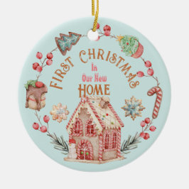 Gingerbreadの願い:新しいホーム&名前Cookieリース セラミックオーナメント