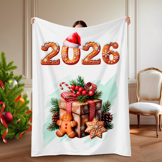 Gingerbread 2026 Holiday Christmas フリースブランケット