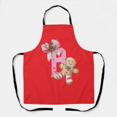 Gingerbread and Bow Initial Name エプロン (正面)