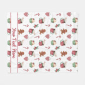 Gingerbread and Hot Cocoa Christmas Fleece Blanket フリースブランケット (正面(横))