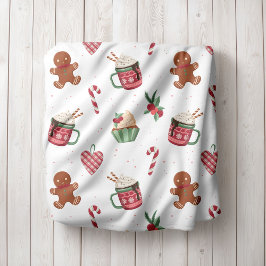 Gingerbread and Hot Cocoa Christmas Fleece Blanket フリースブランケット
