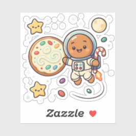 Gingerbread Astronaut Christmas Cute Space Holiday シール