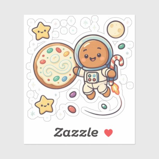 Gingerbread Astronaut Christmas Cute Space Holiday シール (シート)