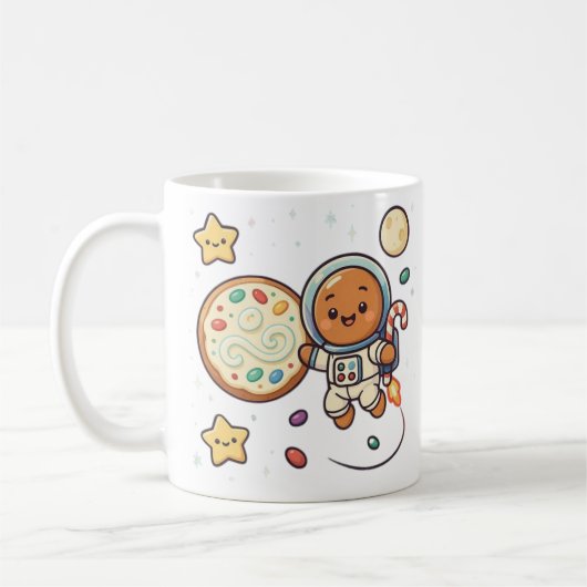 Gingerbread Astronaut Christmas Holiday Cute Space コーヒーマグカップ (左)