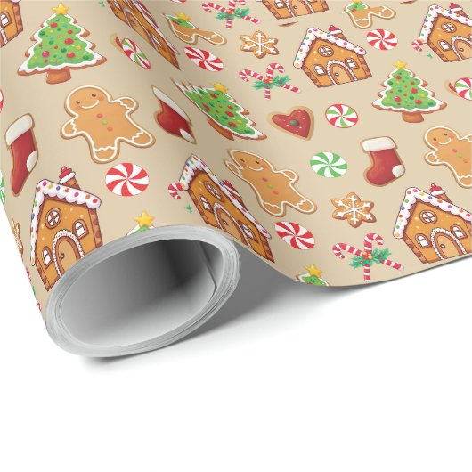 Gingerbread Baby Christmas Girft Wrapping Paper ラッピングペーパー (ロールコーナー)