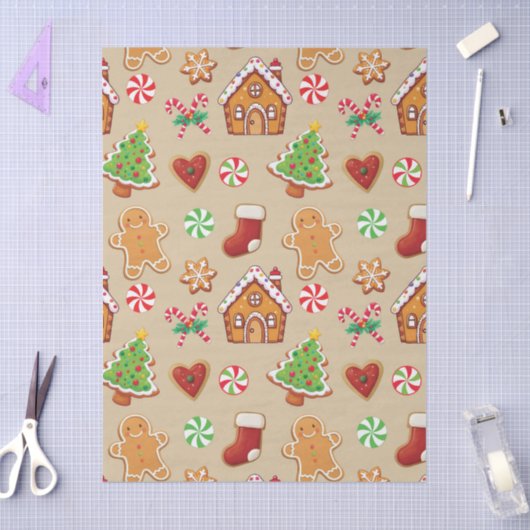 Gingerbread Baby Christmas Girft Wrapping Paper 薄葉紙 (クラフト)