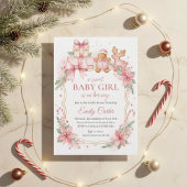 Gingerbread Baby Girl Shower Invitation Christmas 招待状